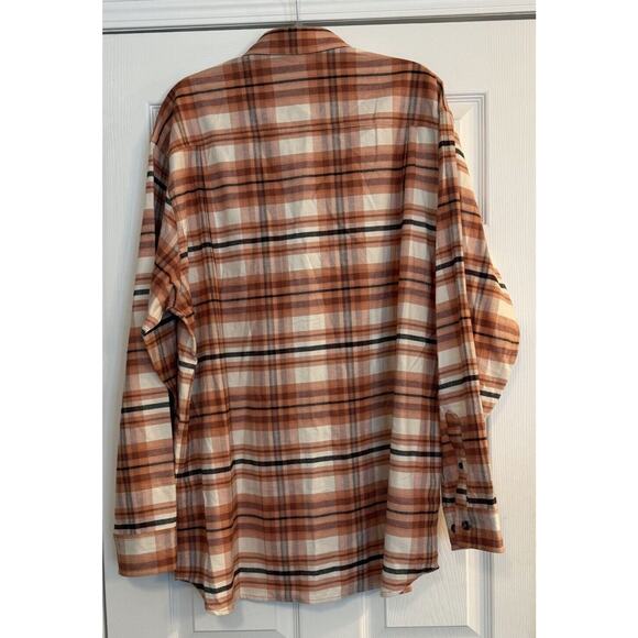 Duck Camp Flannel Shirt Mens 2XL Brown Plaid Button Up Hiking Camping Fishing - Picture 4 of 12